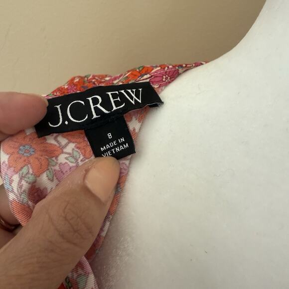 J Crew Dress 8 Womens Short Sleeve Gwyneth Cupro Blend Slip Floral Spring Sheath - Picture 5 of 7